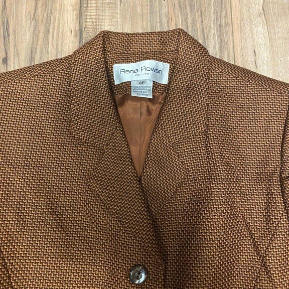 Vintage Rena Rowan women's brown woolen suit Set Size petite 8P - Picture 2 of 4